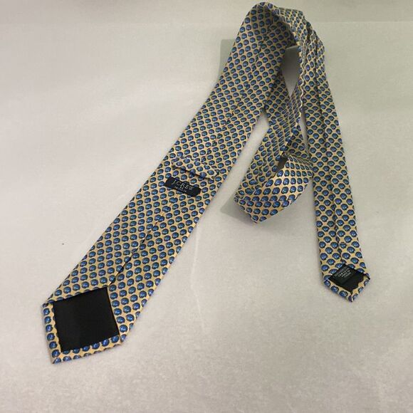 J.Crew The Silk Tie Mens Yellow Blue Shell Classic Tie - Picture 8 of 8